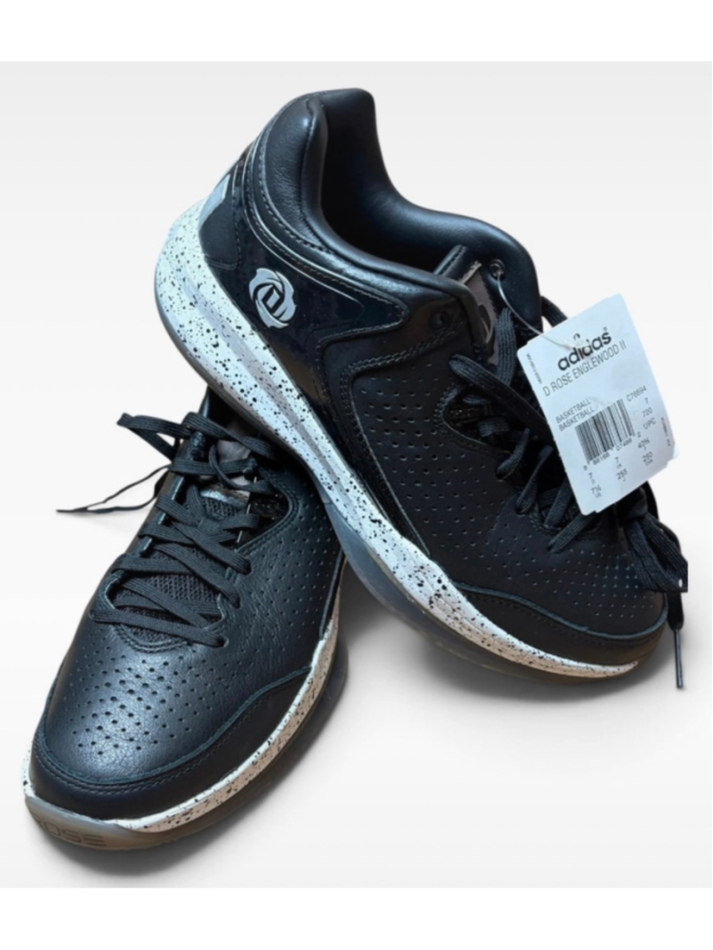 Men's Adidas D Rose Englewood III Basketball Sneakers Black White Size 7.5